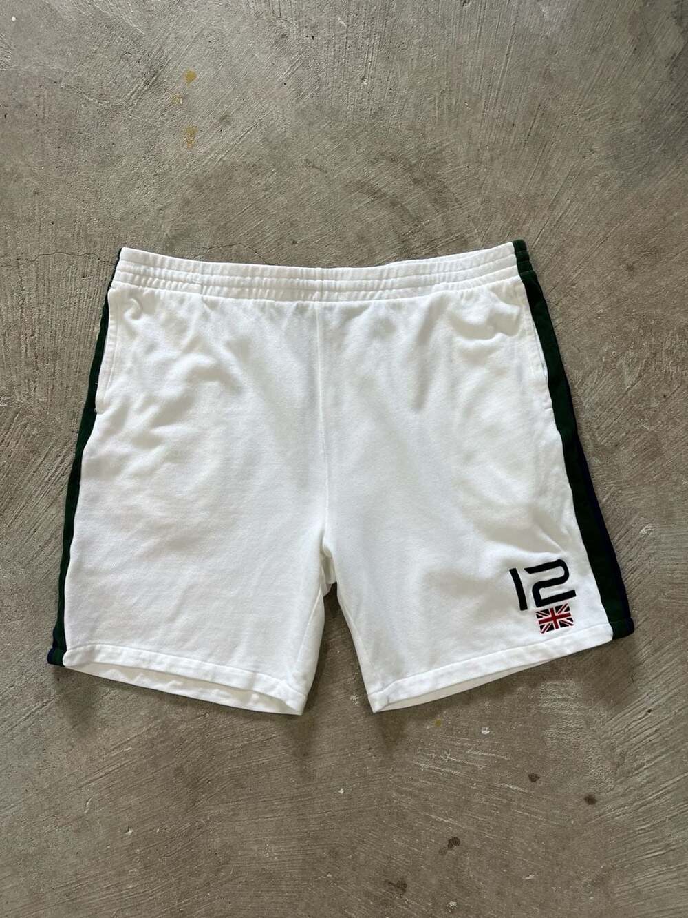Vintage 90s Polo Ralph Lauren White Union Jack Athletic Shorts XXL 7” Inseam